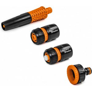 Bradas Black Line 4-delige starterset – 1/2"" (5/8"") slang – Verstelbare sproeier – Snelkoppelingen met stop – Kraanadapter 3/4""-1"" – Tuin – Tuinslang – Industrie – Dier – Bouw – Water