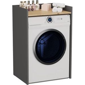 3E 3xE living.com Badkamerkast voor wasmachine, op standaard, duurzaam, met plank, antraciet/ambachtelijk eik, 64 x 97 x 50 cm,