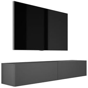 3E 3xE living.com Hangende tv-kast (Breedte: 140 x 200 cm. Hoogte: 34 cm. Diepte: 32 cm) lowboard, tv-meubel, antraciet.