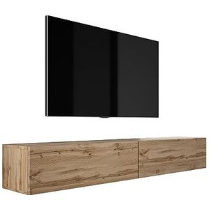 3E 3xE living.com Hangende tv-kast met push-to-open functie (B: 2 x 100 cm, H: 34 cm, D: 32 cm) Lowboard, tv-board, televisiekast in WOTAN eiken