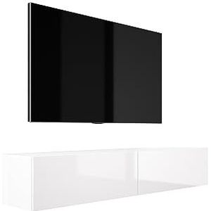 3E 3xE living.com Hangende tv-kast met push-to-open functie (B: 170 cm, H: 34 cm, D: 32 cm), lowboard, tv-board, televisiekast in mat wit en wit hoogglans