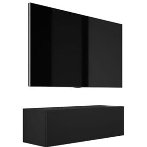 3E 3xE living.com Hangende tv-kast - modern design. Breedte: 100 cm. Hoogte: 34 cm. Diepte: 32 cm. Tv-lowboard, tv-meubel hangend, mat zwart.