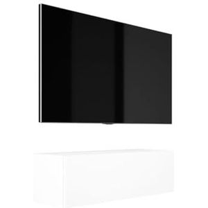 3E 3xE living.com Hangende tv-kast - modern design A: Breedte: 100 cm. Hoogte: 34 cm. Diepte: 32 cm. Tv-lowboard, tv-meubel hangend, mat wit.