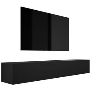3E 3xE living.com Hangende tv-kast - modern design A: Breedte: 2 x 100 cm. Hoogte: 34 cm. Diepte: 32 cm. Tv-lowboard, tv-meubel hangend, mat zwart.