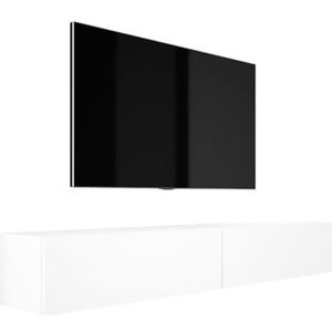 3E 3xE living.com Hangende tv-kast - modern design A: Breedte: 2 x 100 cm. Hoogte: 34 cm. Diepte: 32 cm. Tv-lowboard, tv-meubel hangend, mat wit.