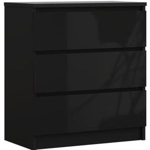 3E 3xE living Commode met 3 laden Kleur Zwart mat/Zwart glans H 79 cm B 70 cm D 39 cm. Kast voor woonkamer kantoor slaapkamer