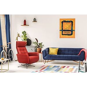 Scandico Bosse TV-stoel met traploos verstelbare rugleuning en uitklapvoet, hartbalanspositie, 74 x 107 x 90 cm, rood leer