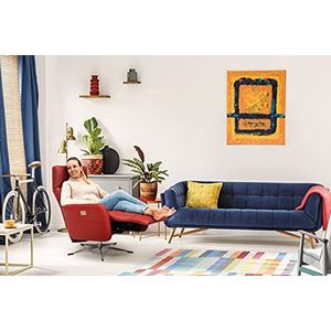 Scandico Bosse Draaibare tv-stoel met 2 motorinstellingen rugleuning en voetensteun, balanspositie in hartvorm, 74 x 107 x 90 cm, rood leer