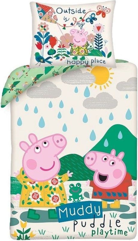 Peppa Pig Dekbedovertrek Muddy - Eenpersoons - 140 x 200 cm - Katoen