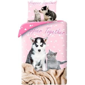 Animal Pictures Dekbedovertrek, Happier Together - 140 x 200 cm + 70 x 90 cm - Katoen