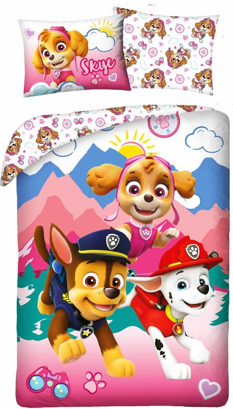 Paw Patrol Dekbedovertrek, Skye - 140 x 200 cm + 70 x 90 cm - Katoen