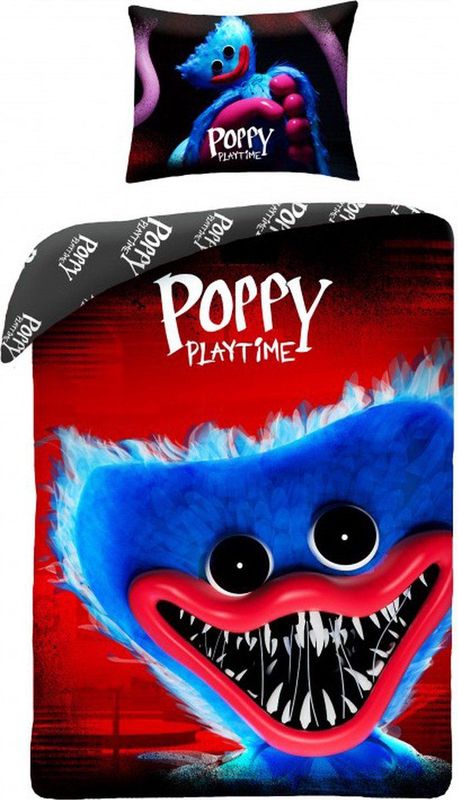 Poppy Playtime Dekbedovertrek, Huggy Wuggy - 140 x 200 cm + 70 x 90 cm - Katoen