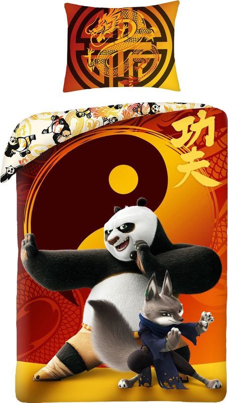 Kung Fu Panda Dekbedovertrek, Qin Na - Eenpersoons - 140 x 200 + 70 x 90 cm - Katoen