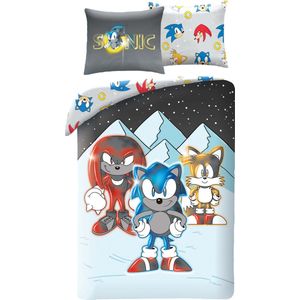 Sonic the Hedgehog - Dekbedovertrek - Blauw - Polyester - Dubbelzijdig Bedrukt