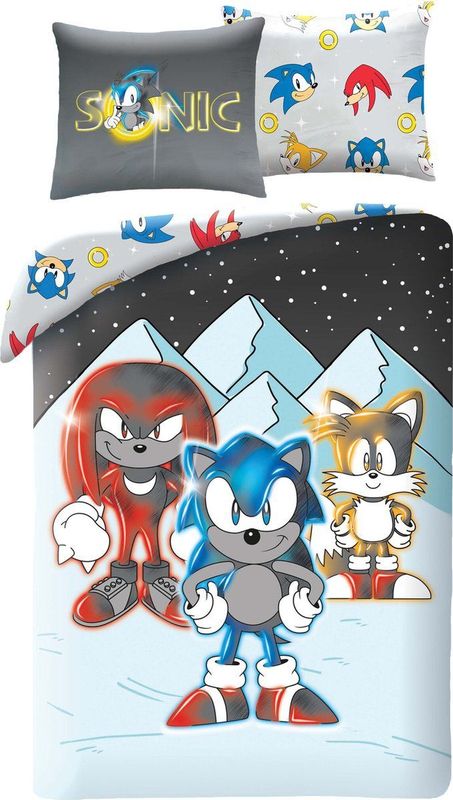 Sonic the Hedgehog - Dekbedovertrek - Blauw - Polyester - Dubbelzijdig Bedrukt