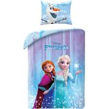 Disney - Frozen Dekbedovertrek - Blauw - Eenpersoons - 140 x 200 cm - Katoen - Inclusief Kussensloop 70 x 90 cm
