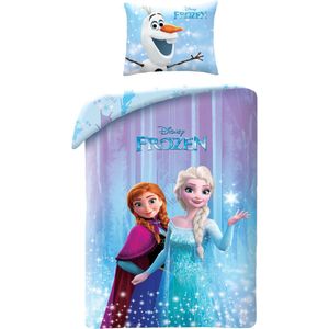 Disney - Frozen Dekbedovertrek - Blauw - Eenpersoons - 140 x 200 cm - Katoen - Inclusief Kussensloop 70 x 90 cm