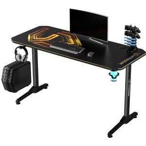 ULTRADESK FRAG V3 Computerbureau Gaming Bureau - Speeltafel Stalen constructie - Ruimte voor twee monitoren - Futuristische vormen - Beenruimte en meer - Inclusief accessoires - 140x60cm - Goud