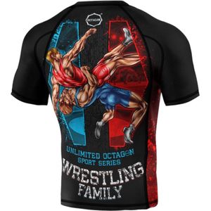 Octagon - Rashguard Premium Wrestling Family - Vechtsport Wrestling Rashguard met korte mouwen - Maat L - Nieuwe Limited Editie!!!