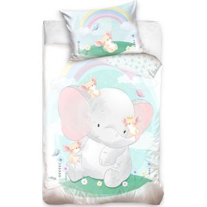 Animal Pictures BABY dekbedovertrek, Olifantje - 100 x 135 / 40 x 60 cm - Katoen