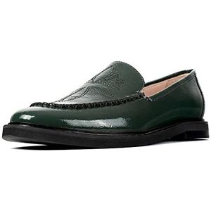 L37 HANDMADE SHOES Dames STILL Waiting Loafer Flat, Groen, 36 EU