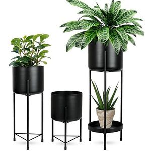 Plantenstandaard Metaal Zwart 3 stuks - Plantenrek voor Bloempotten