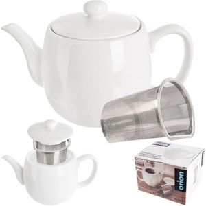 Theeset: Porseleinen mok, beker met infuser en deksel voor kruiden - verpakt in een geschenkdoos 340 ml (C