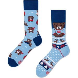 Many Mornings - Winter Teddy - Huissokken - Unisex - Zacht - Mismatched Design