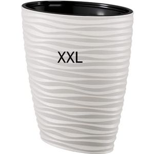 XXL plantenbak Slim ovaal 3D effect - golven - Kleur: Wit met uitneembare inzetstuk, H: 60 cm