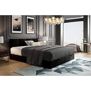 Royal Boxspringbett 140x200 mit Bettkasten Bonell H3 mit Topper Schwarz - Trada