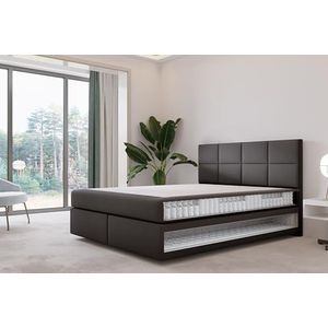 TRADA Mallorca Bed voor volwassenen, hangend bed met pocketveringmatras en Bonnell-matras, fluwelen stof (zwart, 140 x 200 cm)