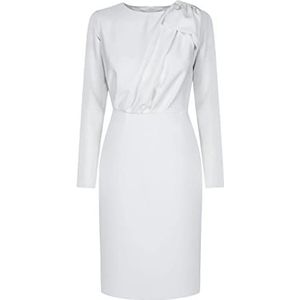 Swing Fashion Elegante damesjurk, potloodjurk, zakelijke jurk, etui-jurk, feestelijke jurk, feestjurk, cocktailjurk, vintage jurk, knielang, lange mouwen, wit, maat L (40), wit, L