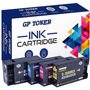 GP TONER 1500XL inktcartridges vervanging voor Canon 1500 inktcartridges voor Canon MAXIFY MB2750 MB2755 MB2000 MB2050 MB2150 MB2155 MB2300 MB2350 (zwart, cyaan, magenta, geel) (PGI-1500XL 4-pack)