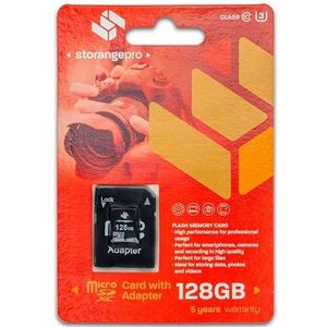 STORANGE PRO 128GB Class 10, SDXC, UHS-3, Micro SD-kaart + adapter