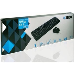 iBox - OFFICE KIT II - Toetsenbord - Muismat - USB - QWERTY - Zwart