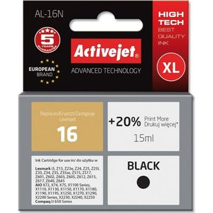 Activejet AL-16N inkt (vervangt Lexmark 16 10N0016, Supreme, 15 ml, zwart)