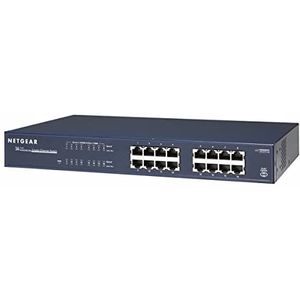 Netgear JGS516 16-Poorts Gigabit Ethernet Unmanaged Lan-Switch (Voor Desktop- Of Rekmontage), Blauw