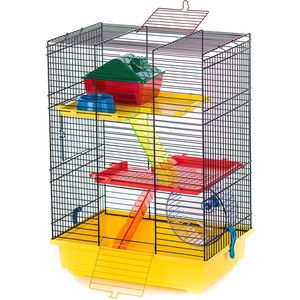 Duvo+ Hamsterkooi Teddy 2 - Geel/Zwart - 36 x 24 x 50cm