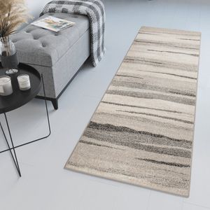 Tapiso Sari Tapijt Loper Beige Grijs Woonkamer Gang Vloerkleed Maat- 90x150