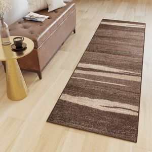 Tapiso Sari Tapijt Loper Bruin Woonkamer Gang Vloerkleed Maat- 90x400