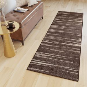 Tapiso Sari Tapijt Loper Bruin Modern Woonkamer Gang Vloerkleed Maat- 80x1250