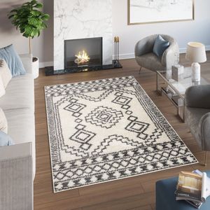 Tapiso Delhi Vloerkleed Hoogpolig Shaggy Ethno Modern Tapijt Kleed- 200x290