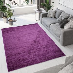 Tapiso Delhi Vloerkleed Hoogpolig Violet Paars Kleed Tapijt Maat- 80x150