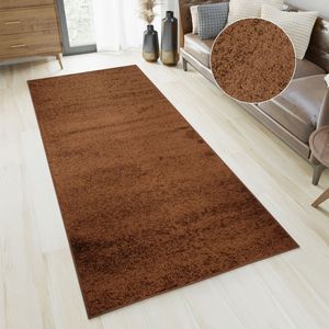 Tapiso Delhi Vloerkleed Bruin Hoogpolig Loper Maat- 80x200