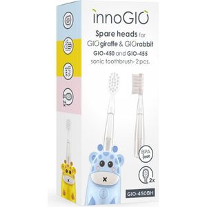 innoGIO GIOGiraffe & GIORabbit Spare Heads Transparent Vervangende Opzetstuk voor Tandenborstel voor Kinderen GIOGiraffe & GIORabbit Sonic Toothbrush 2 st