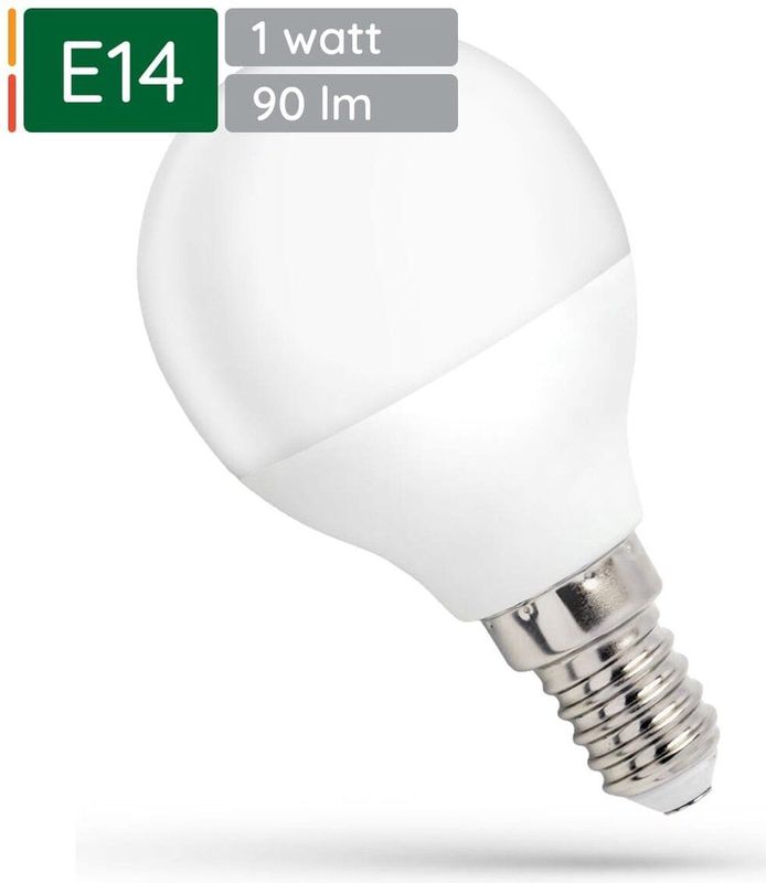 Spectrum - LED Kogellamp E14 - Koud Wit - 1W - 230V - 90 Lumen - Energiezuinig