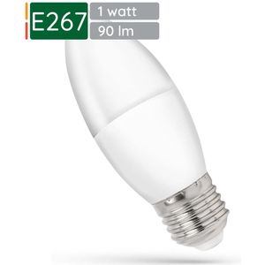 Spectrum LED Kaarslamp E27 1W - 230V - 90 Lumen - 4000K Neutraal Wit - Natuurlijk Licht - Energiezuinig