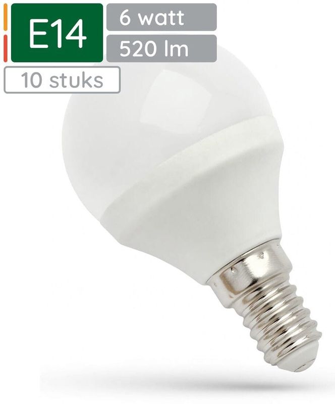 Spectrum - LED Kogellamp E14 - Warm Wit - 6W - 230V - 520 Lumen - 10 stuks