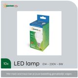 Spectrum - LED Kogellamp E14 - Koud Wit - 6W - 560 Lumen - 6000K - 10 Stuks