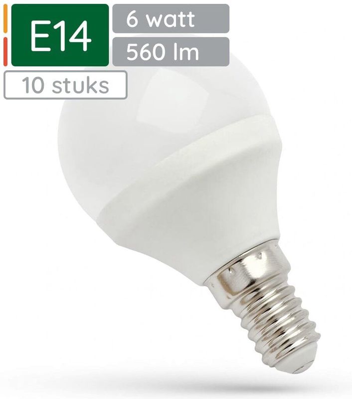Spectrum - LED Kogellamp E14 - Koud Wit - 6W - 560 Lumen - 6000K - 10 Stuks